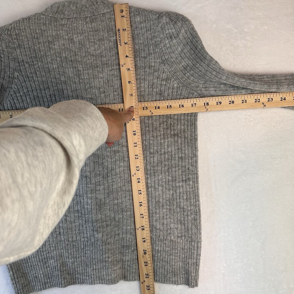 Talbots Gray Metallic Ribbed Cardigan Rhinestone Buttons Wool Blend XS - Picture 2 of 4